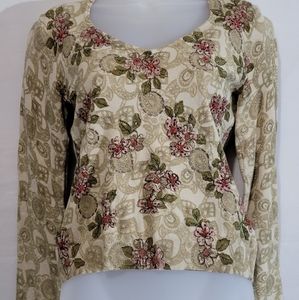 Star, Sun, Moon - Vintage floral beaded long sleeve top Sz Med 239